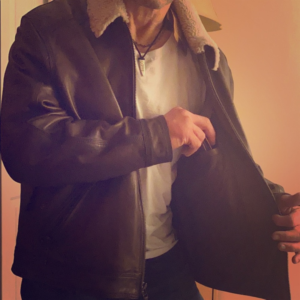 Premium Brown leather jacket Zip-up NWT!